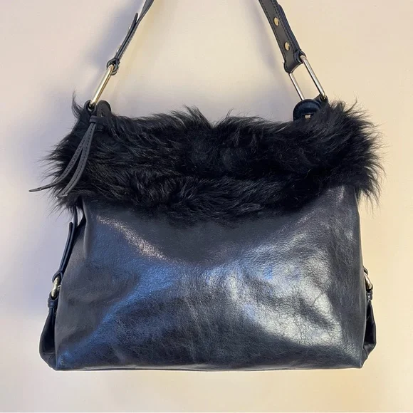 Badgley Mischka Furry Black Y2K Shoulder Bag - Picture 2 of 10